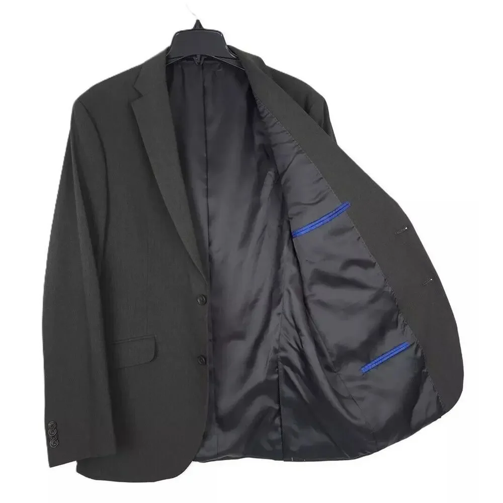 Kenneth Cole Reaction Mens Slim Fit Suit Jacket Blazer 38S Dark Grey Olive Solid - Picture 2 of 8